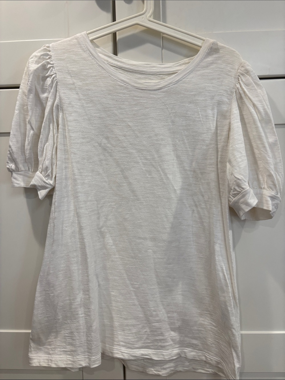 Chico's White Puff Sleeve Short-Sleeve Tee